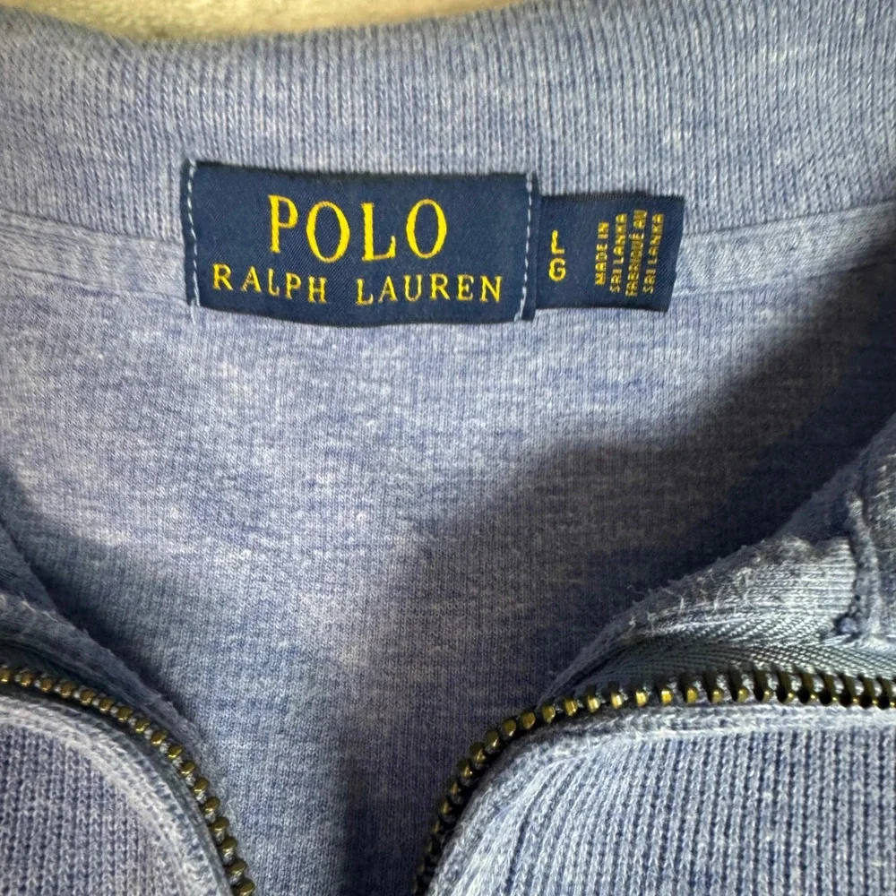 Polo Ralph Lauren Men Blue Quarter Zip Pullover Sweatshirt Size Large
